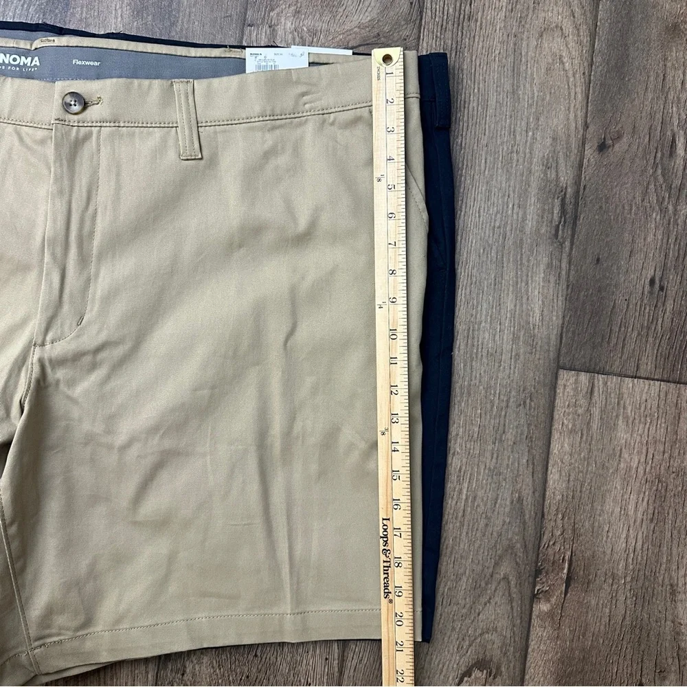 Sonoma Flexwear Flat Front Cotton Shorts 2 pc Bundle Size 54 Blue Tan